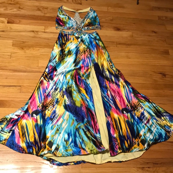 Colorful Coastal Coquette cutouts Embellish y2k crystal neon Formal Evening Prom - Picture 6 of 8